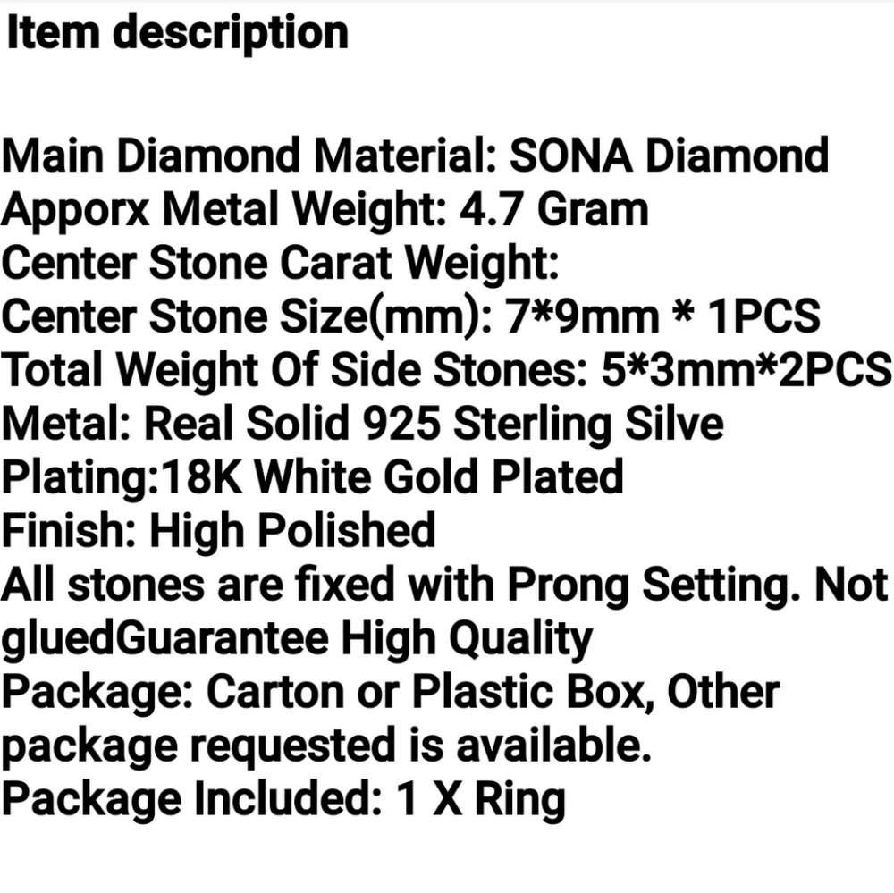 Sona Emerald Cut Diamond Ring S7 - Picture 4 of 9
